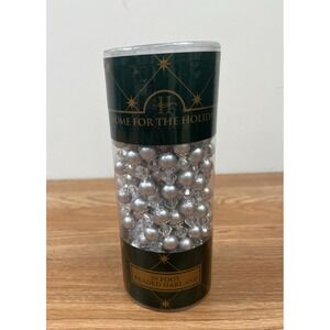 Home For The Holidays 20 Foot Beaded Garland Silver & Clear NEW